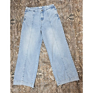 Kensie The Kaya High Rise Wide Leg Jeans Womens 6 28 Light Wash Denim